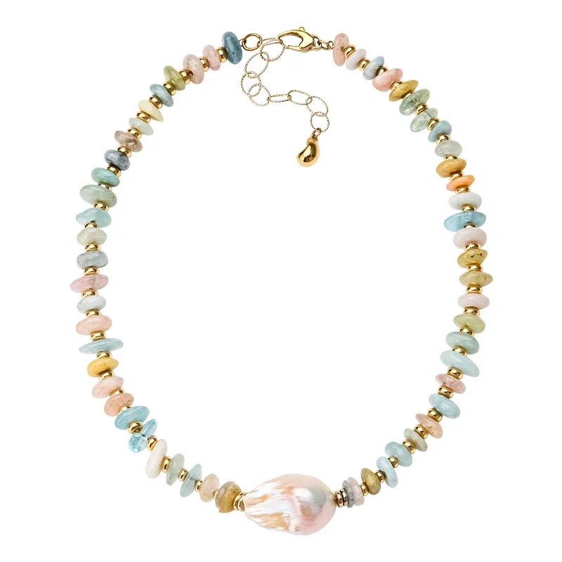 

Fashion Colorful Natural Chain Necklace For Women Trending Baroque Pearl Charm Necklaces Jewelry Custom Jewelry