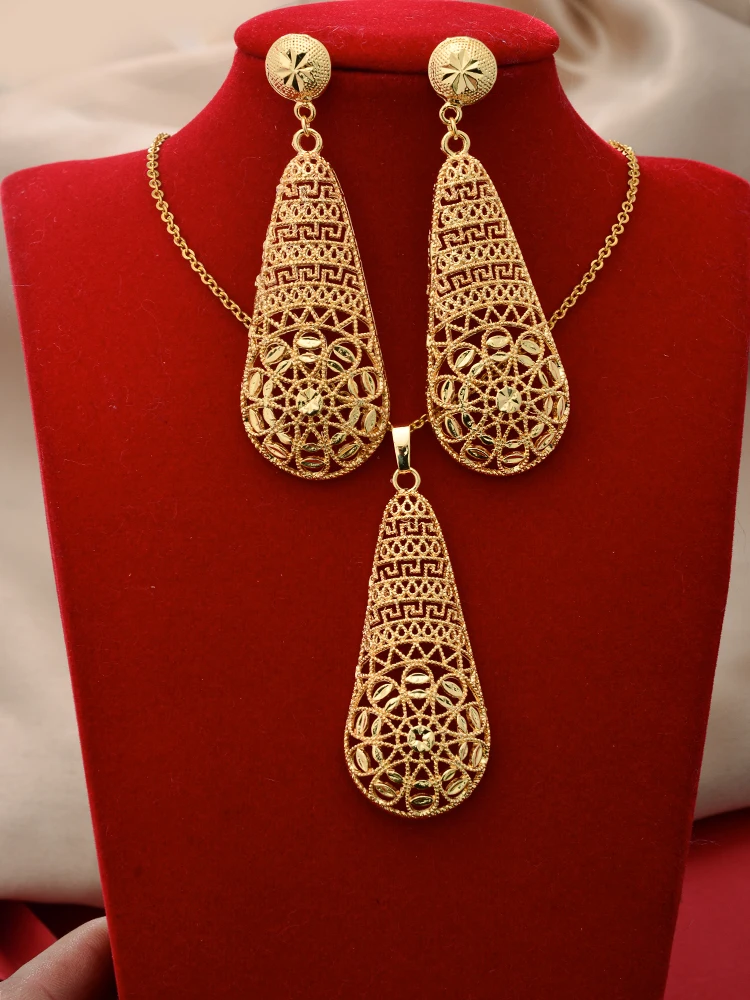 Indian Ethiopian Gold Color Jewelry Sets For Women Gold Dubai Habesha Jewelry With Hairpin African Bridal Wedding Gift