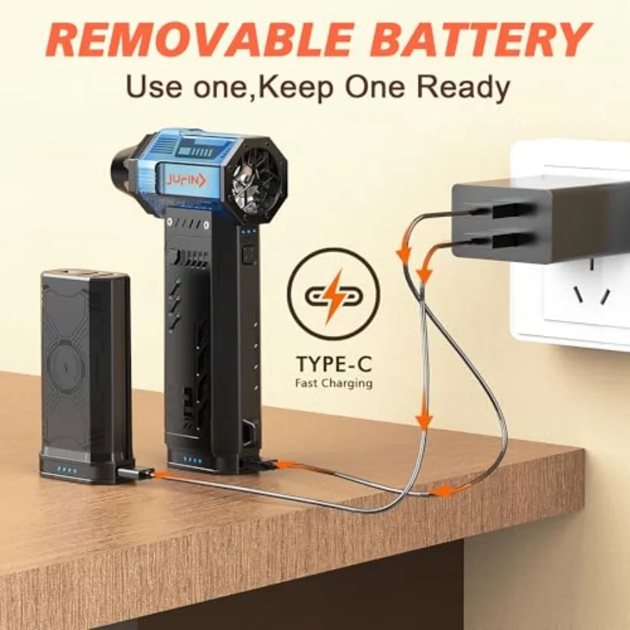 Air Duster 250000 U/min Electeic Air Duster Austauschbare Batterien 2 Stück Langlebiges kabelloses Mini-Gebläse 3 Gänge einstellbar Kabellos ai