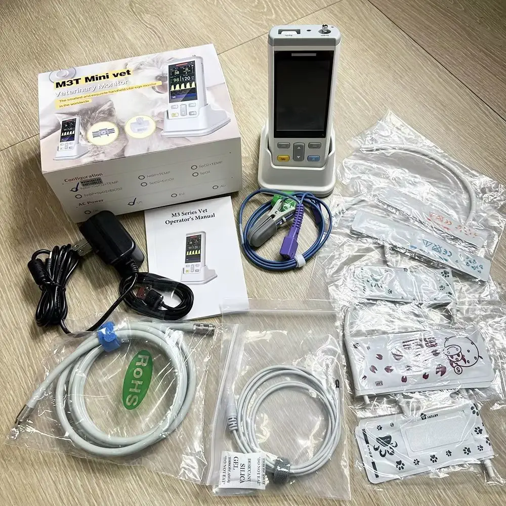 Portable Multi Parameter Pet Monitor M3TM3E - Blood Pressure, Blood Oxygen, Body Temperature, Carbon Dioxide Concentration
