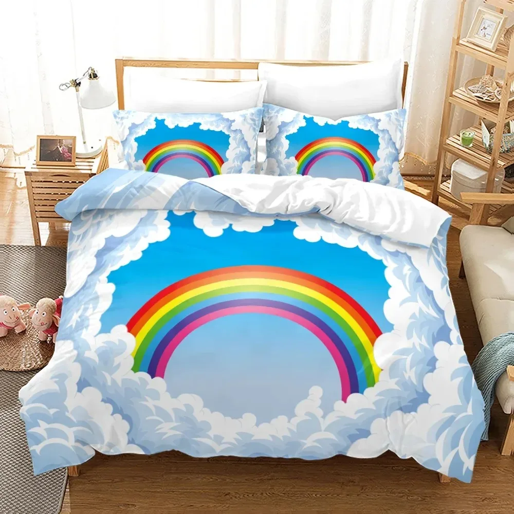 Cartoon Rainbow Bridge Bedding Set Duvet Cover Bedroom Comforter Covers Single Twin King Size Quilt Cover Home Textile