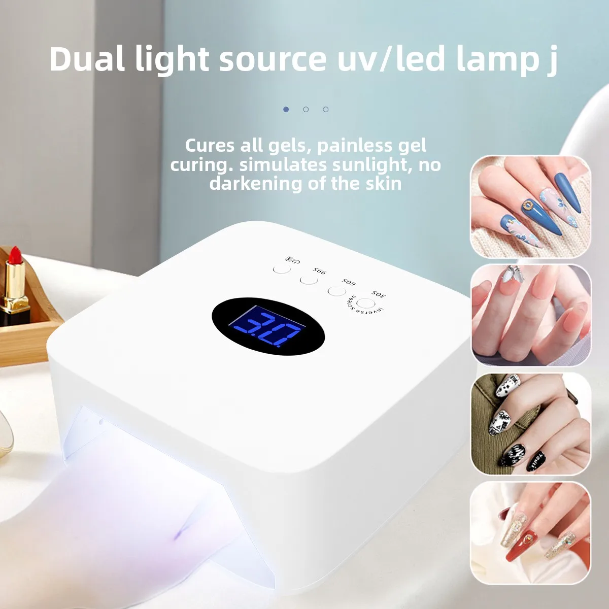 S50 Lampada per unghie ricaricabile portatile Luce per fototerapia Alimentatore per stoccaggio wireless Asciugacapelli lamparas de uñas