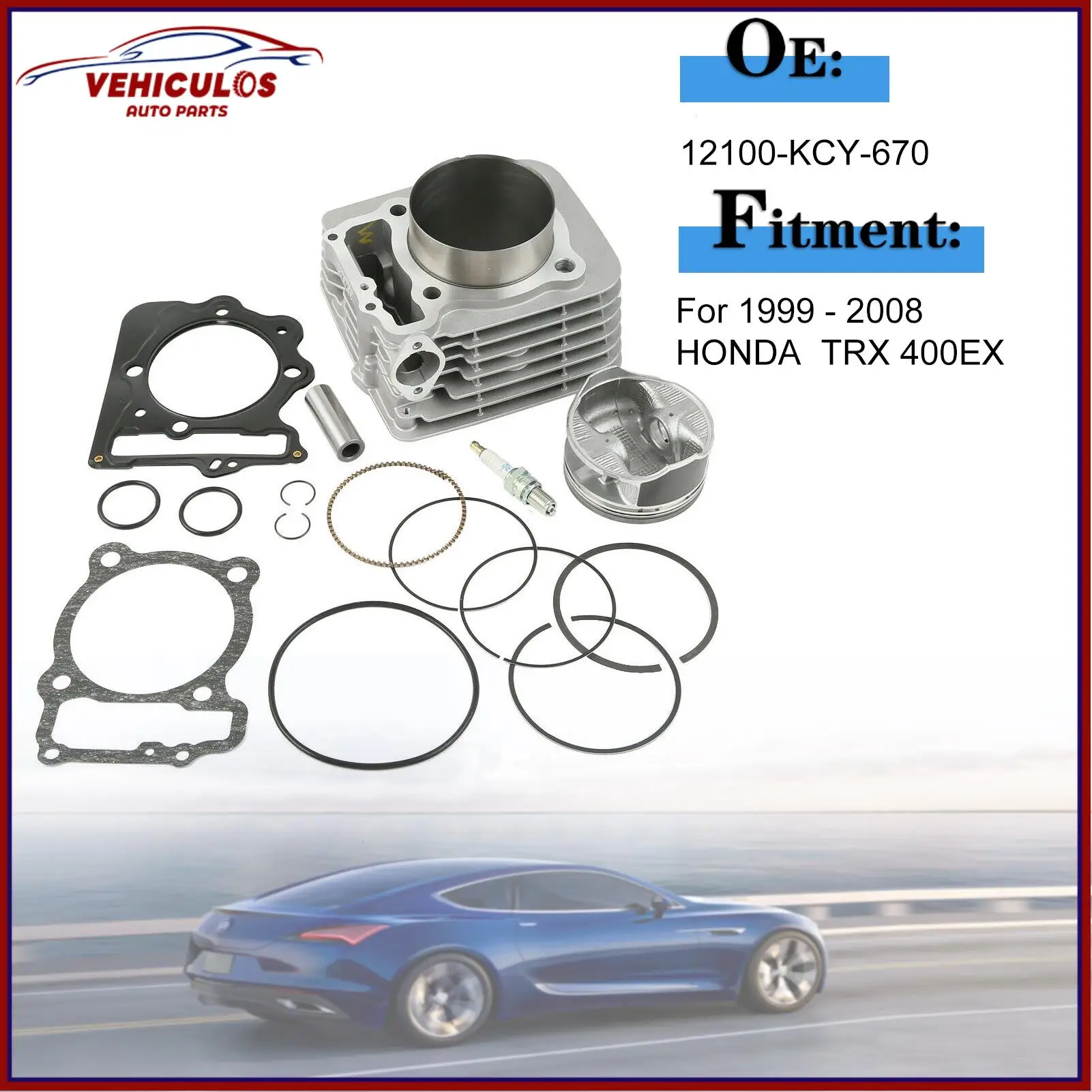 85MM Cylinder Piston Rings Gasket Kit 12100-Hn1-A70 12191-Kcy-672 13011-Kcy-670 For Honda Xr400r Sportrax 400 Trx400ex 2x4