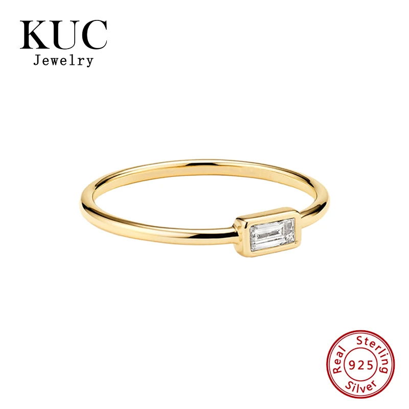 

18k Gold Plated Light Luxury Minimalist Korean Chic Zircon 925 Sterling Silver Ring Fashion Fine Jewelry Rings for Girls