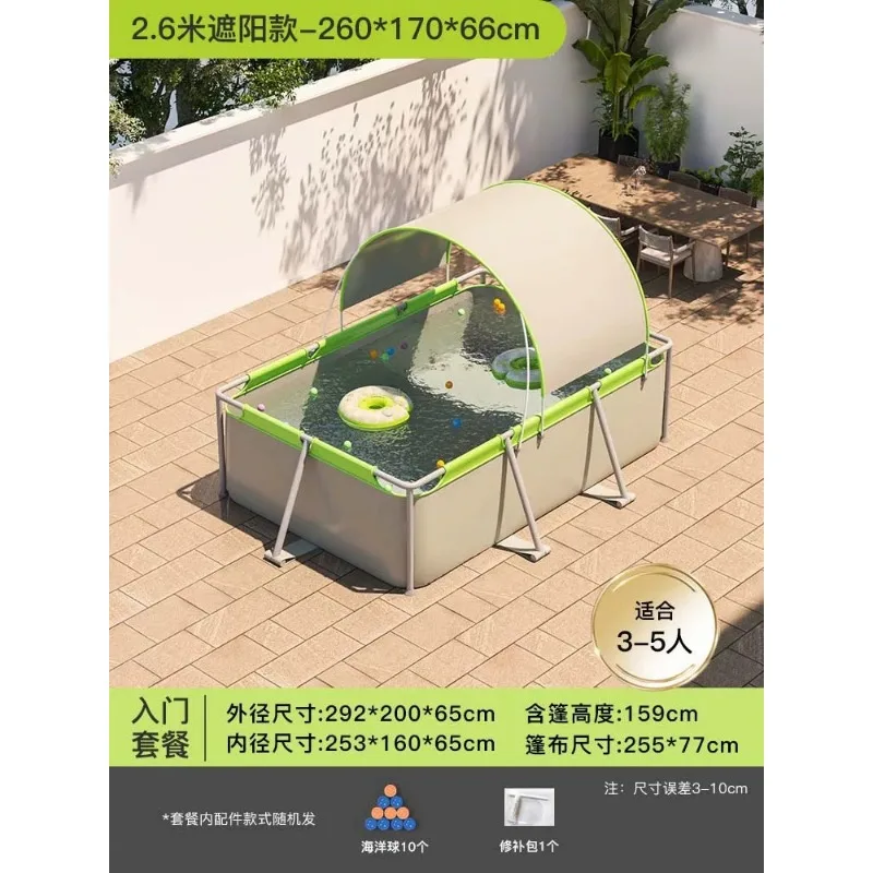 for Outdoor Above Ground Swimming Pool No Inflation Canvas Family Large Foldable Sunshade