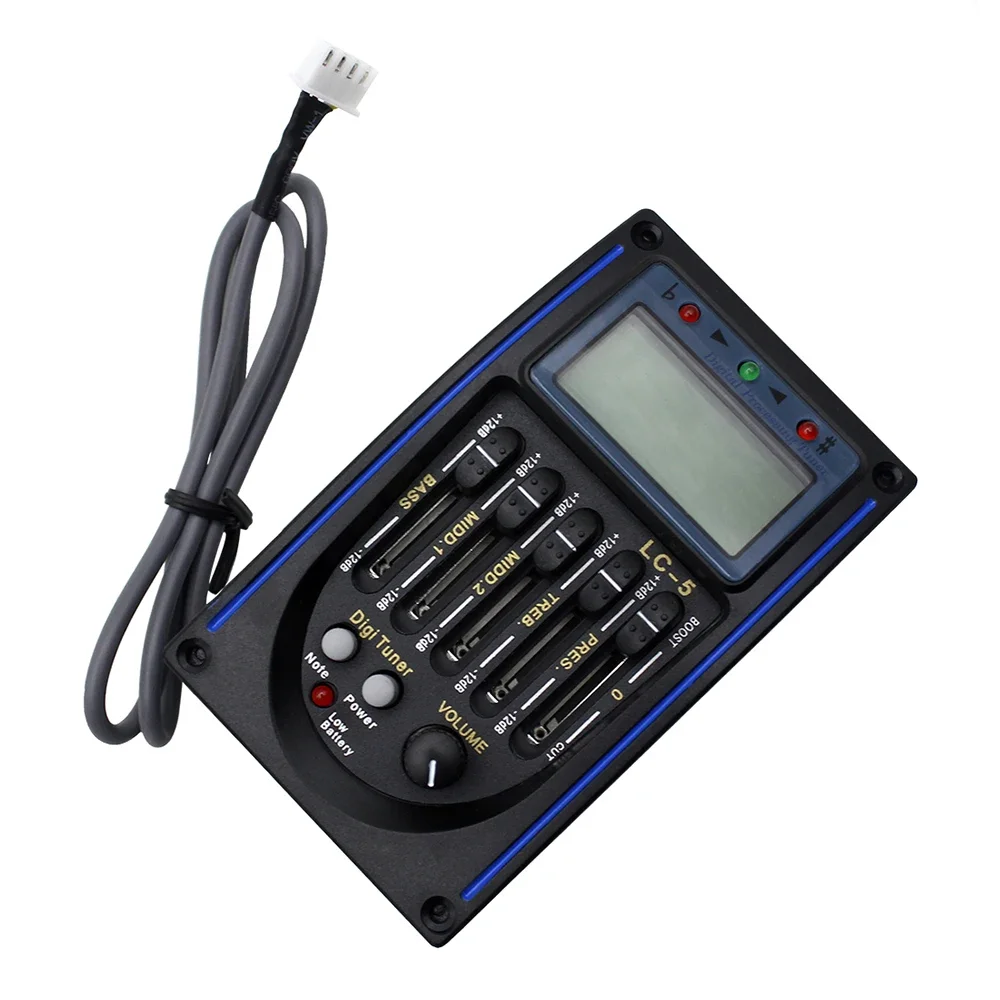 LC-5 5 Band EQ Acoustic Guitar Preamp Piezo Pickup Replacement with Microphone LCD Tuner Equalizer For Acoustic Guitar Parts