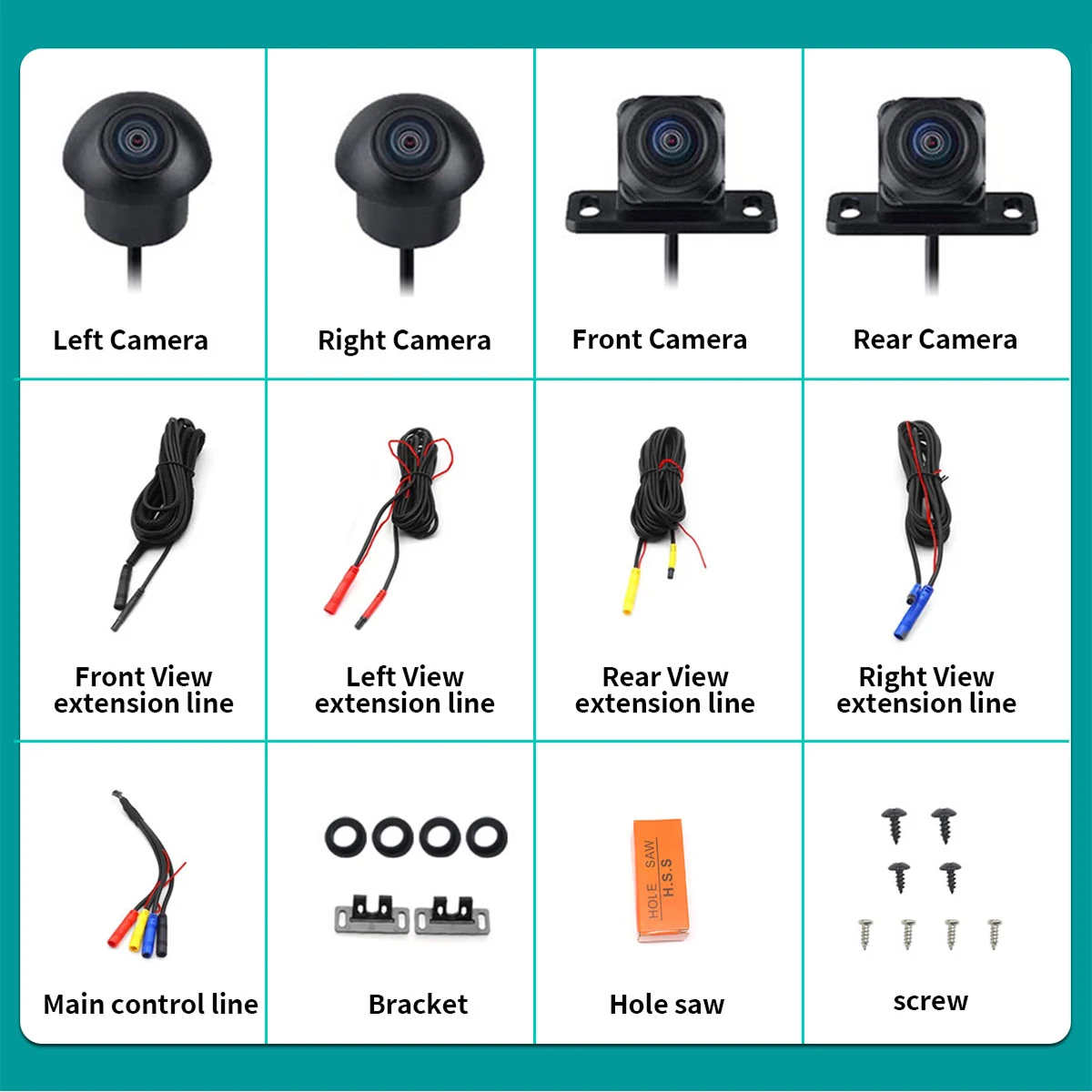 360° Degree Car Camera 1080P 3D Panoramic Surround Rear / Front / Left / Right View Reverse Camera Kits for Android Car Radio