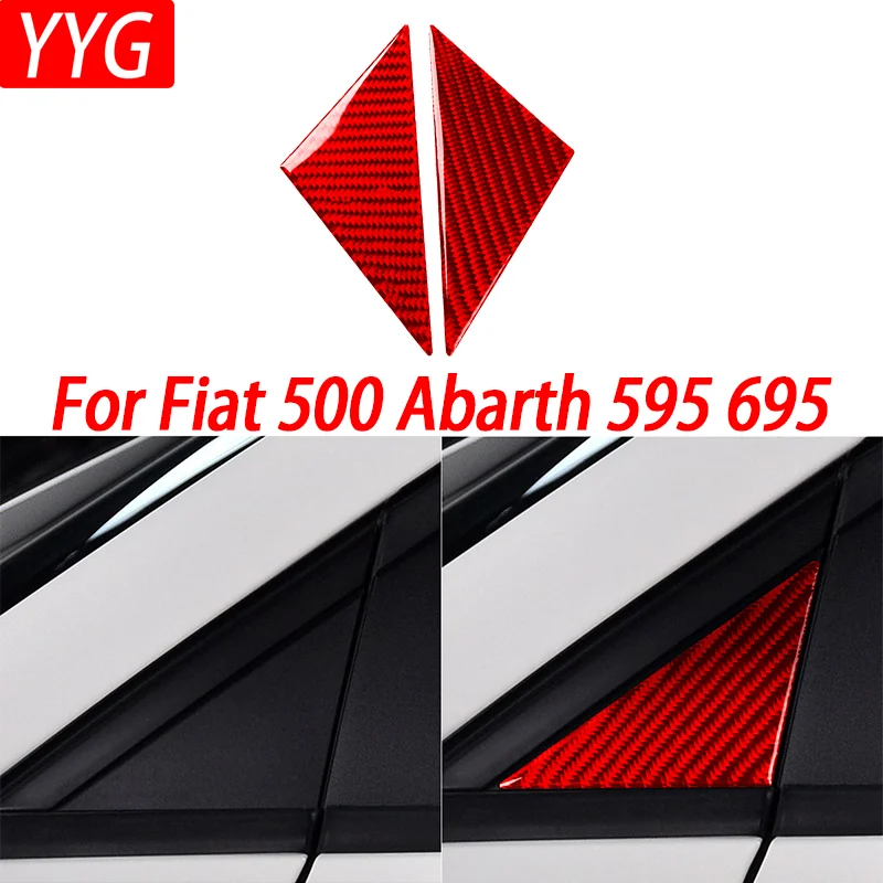 For Fiat 500 for Abarth 595 695 2008-2023 Car Window A-pillar Triangular Panel Decoration Carbon Fiber Car Accessory Sticker