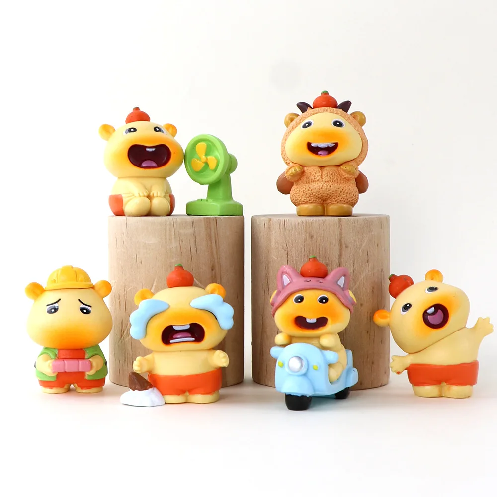 

6 шт., милая статуя капибары Лулу, модель Q, фигурка, модель из ПВХ, игрушка, коллекционное украшение, настольный подарок, игрушки, подарки