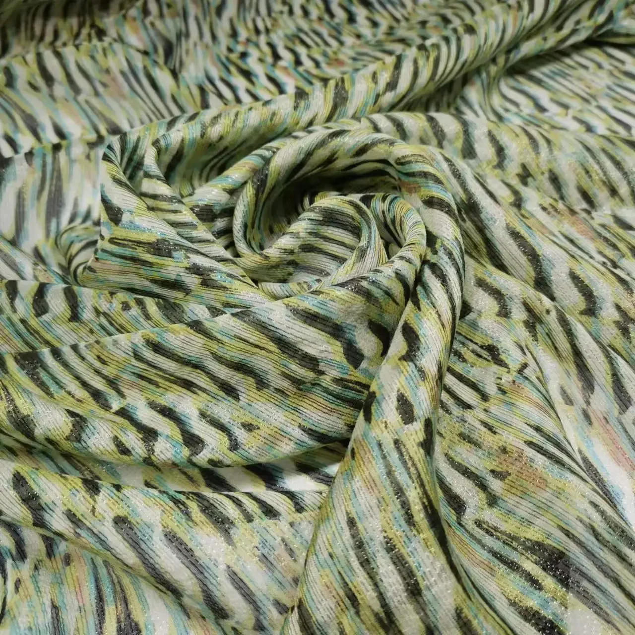 

Shimmer Silk Georgette Crepe Fabric Rainbow Colorful Stripe Width 140cm Soft 6mm Dress Scarf Material