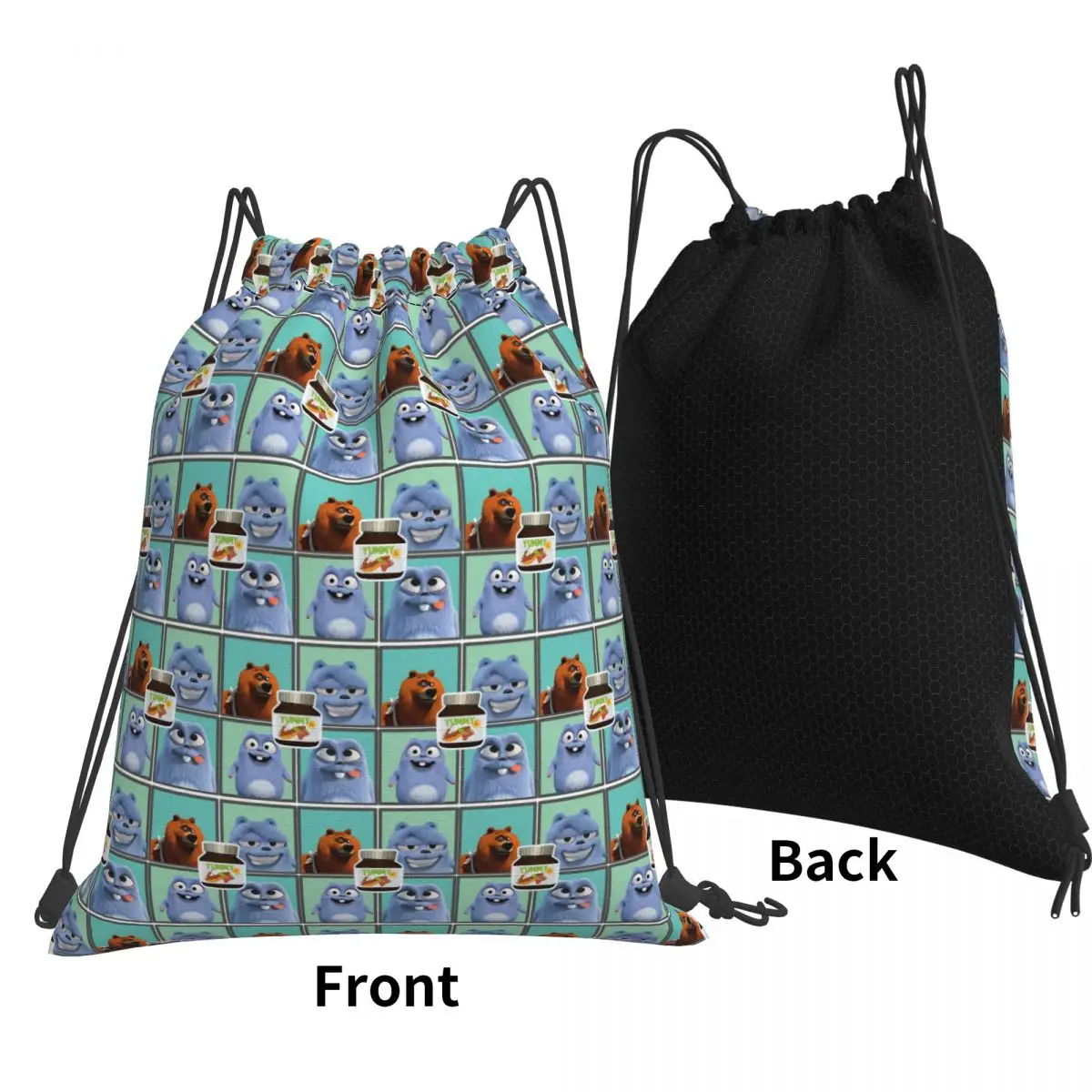 Grizzly And Lemmings Backpacks Multi-function Drawstring Bundle Pocket Sports Bag Book Bags for Travel School