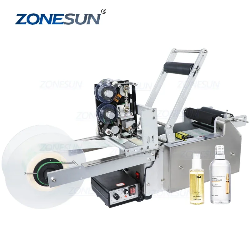 ZONESUN ZS-TB50DT Semi-auto Round Bottle Small Jar Transparent Labeling Machine With Date Coder