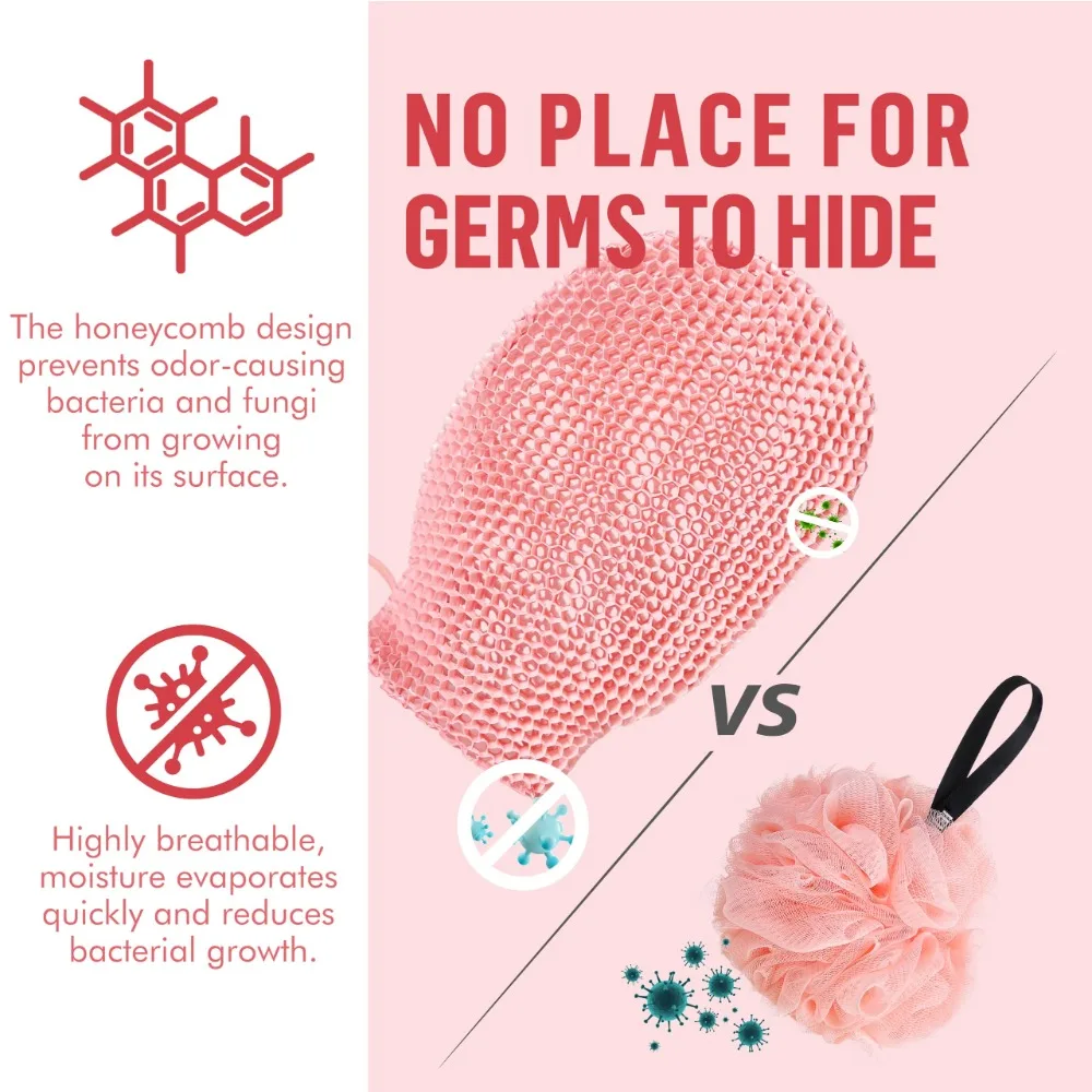 Silicone Bath Mitt Exfoliating Glove Honeycomb Body Scrubber Massage Body Scrub Gloves for Home Spa Massage & Smooth Skin Care