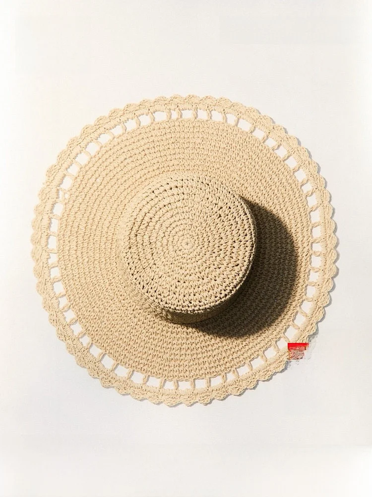 

H&M Summer New Women's Straw Hat Wide Brim Natural Material Versatile Youth And Middle-aged Suitable for All Seasons