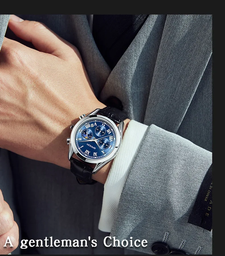 Sanda 5012 bracelet en cuir de marque supérieure étanche mouvement à Quartz japonais cadran à chiffres romains aiguilles lumineuses montre pour hommes d'affaires