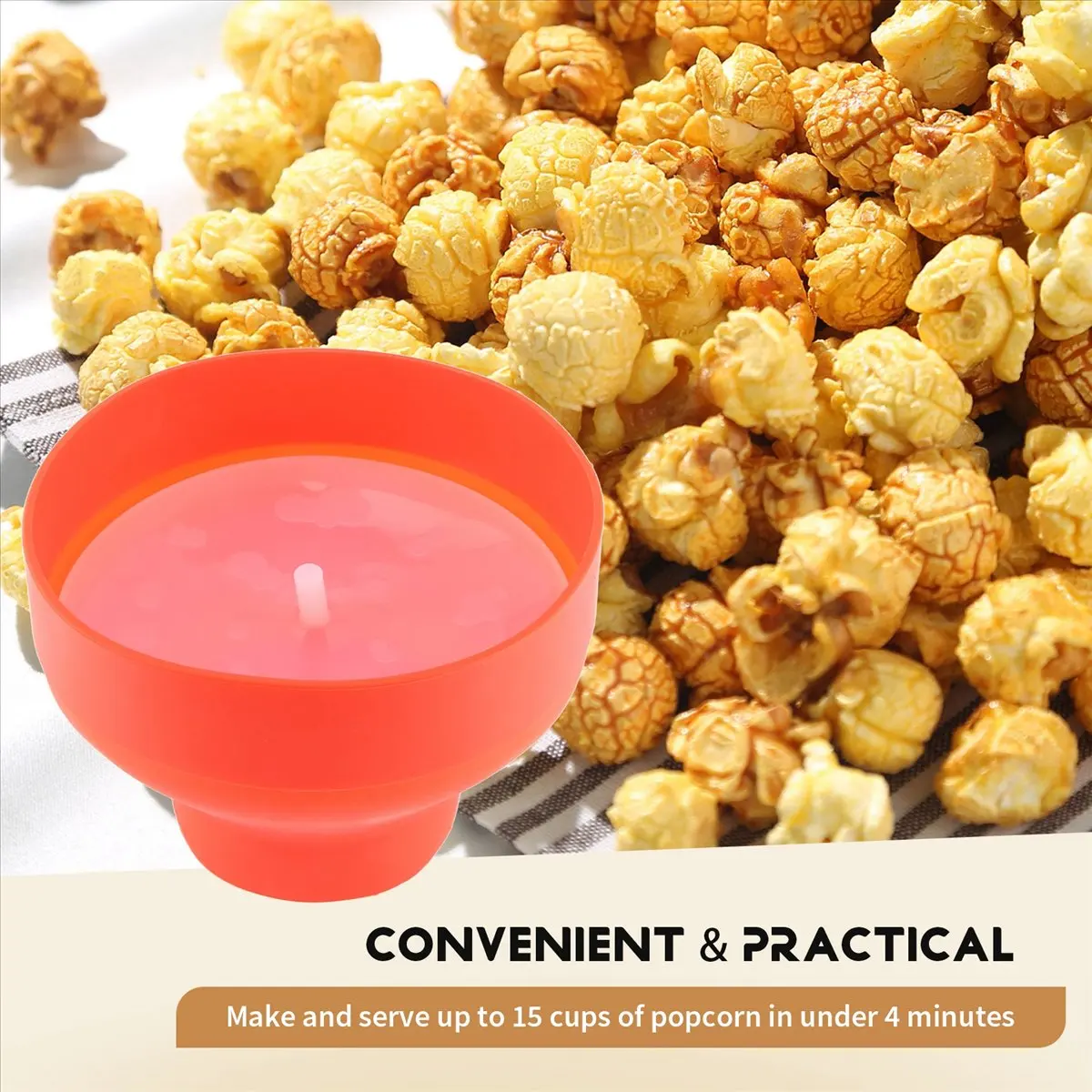 ABZT Popcorn Microwave Silicone Foldable Red Kitchen Easy Tools Diy Popcorn Bucket Bowl Maker with Lid