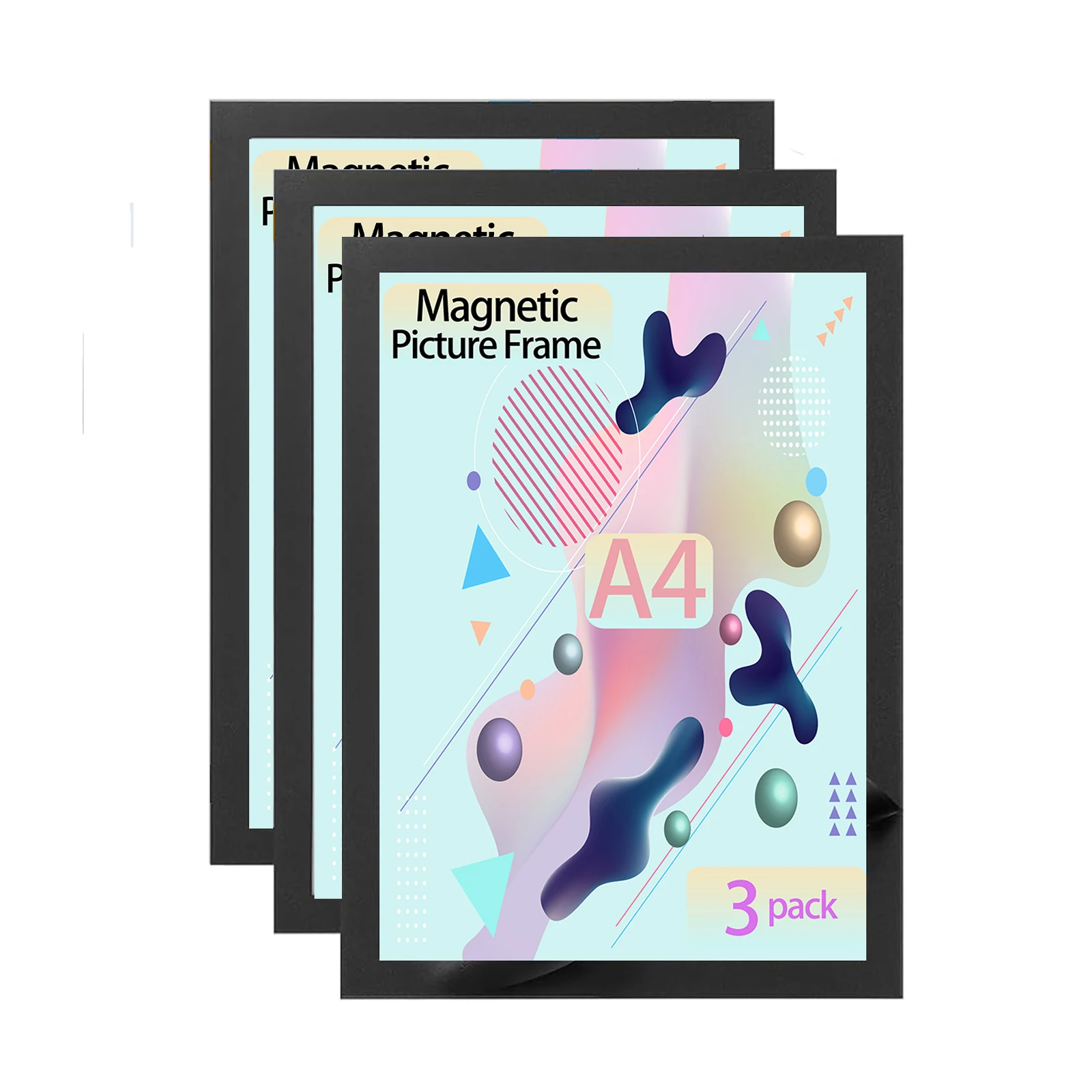 3 Pack A4 Magnetic Frame 8.3 x 11.7 Magnetic Sign Holder, Adhesive Frames for Document Holder, Poster Certificate Photo Frame