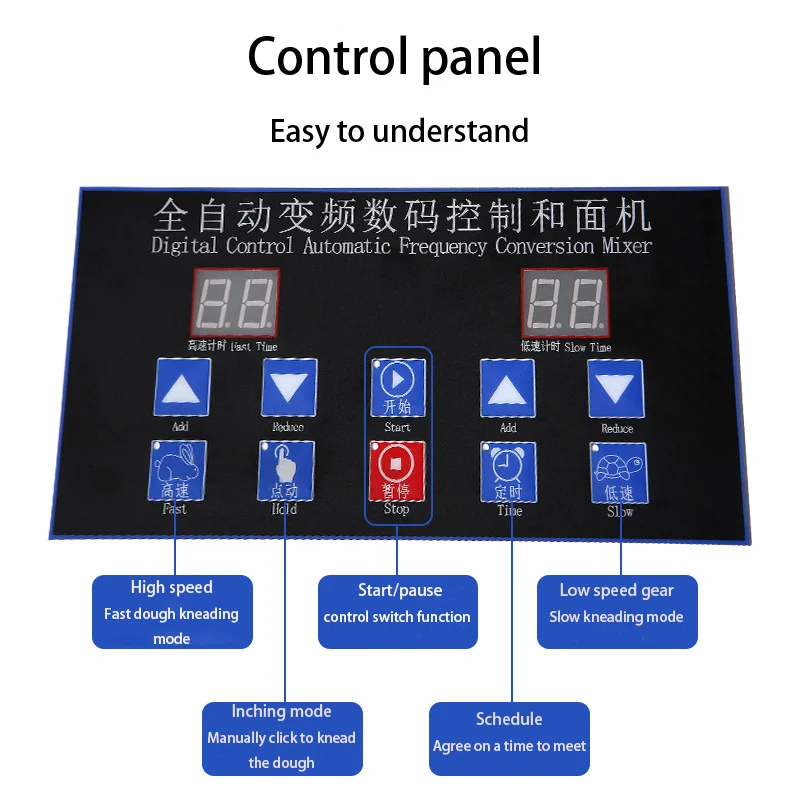 Commercial fully automatic double speed dough mixer computer dough kneading machine
