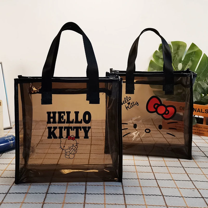 Hello Kittys sanirios borsa cosmetica impermeabile Anime Cartoon Printing borsa da toilette di stoccaggio di grande capacità borsa trasparente in Pvc