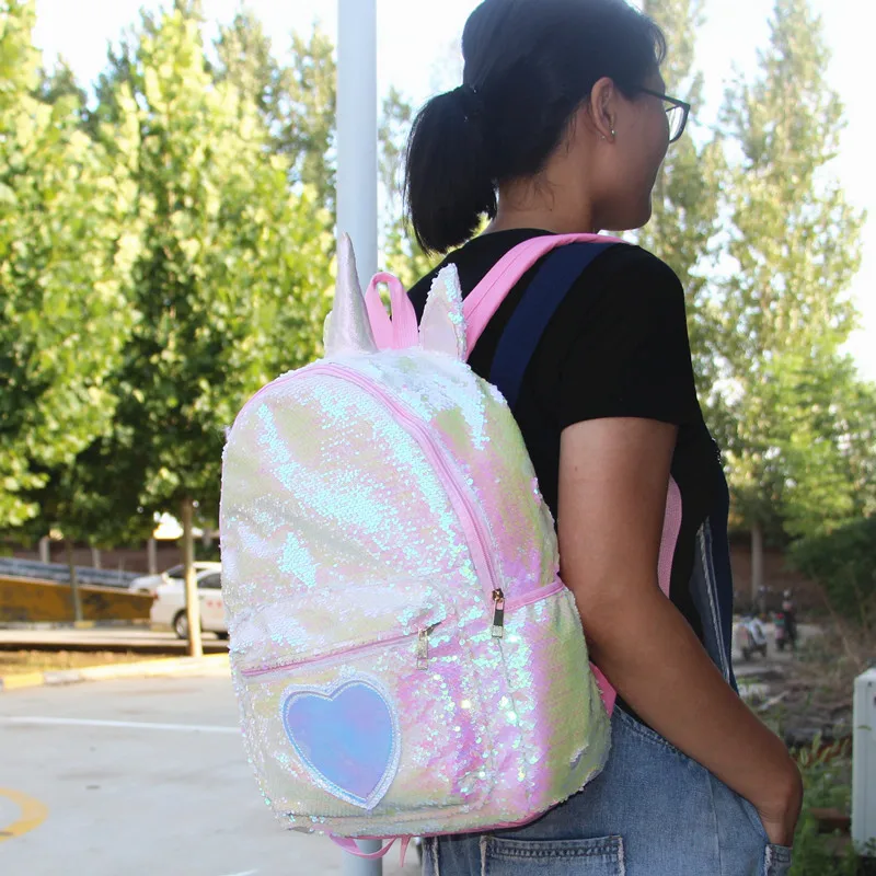 Unicorn Large Capacity Sequin Kids Backpack for Boy Student Cartoon Backpack Casual Sequin Backpack Back To School Bags Mochila