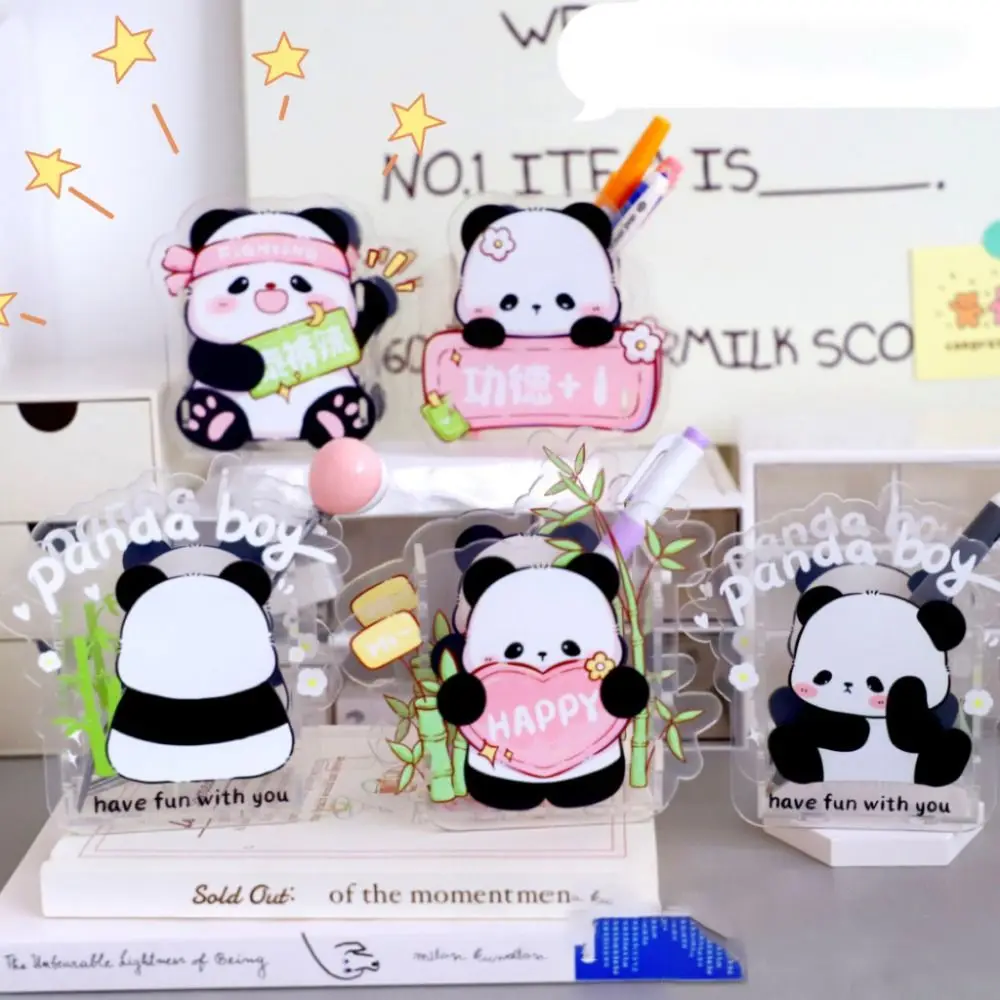 Cartoon Panda Pen Holder Creative Chinese Style Stationery Storage Box Exquisite Cute Decoration Makeup Brush Storage Bucket