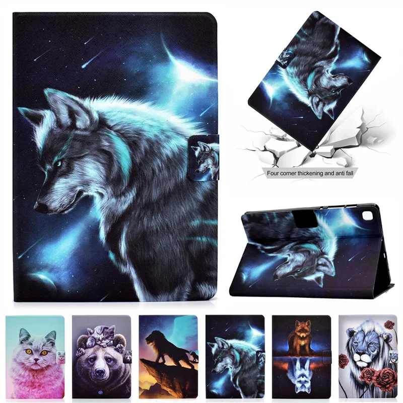 Tablet Abdeckung Für Funda Samsung Galaxy Tab S6 Lite Fall P610 P615 Wolf Lion Tier Abdeckung Coque Für Samsung Tab S6 Lite Fall 10,4