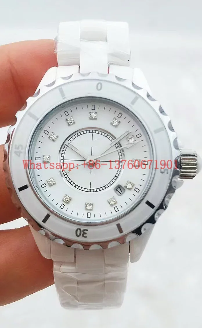 Luxury New Quartz Watch Men Women Ceramic Black White Lady Fashion Ceramica Watches 33mm 38mm