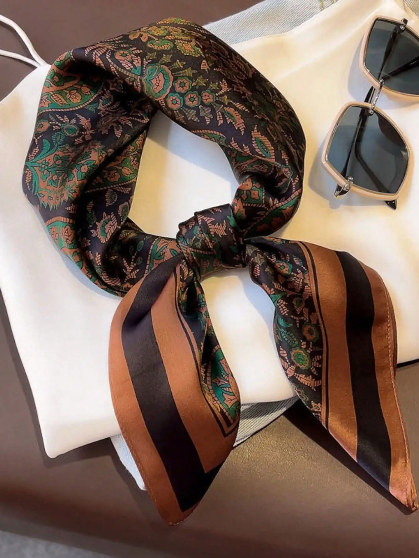 

1pc pure mulberry silk scarf, breathable and lightweight silk digital printed scarf