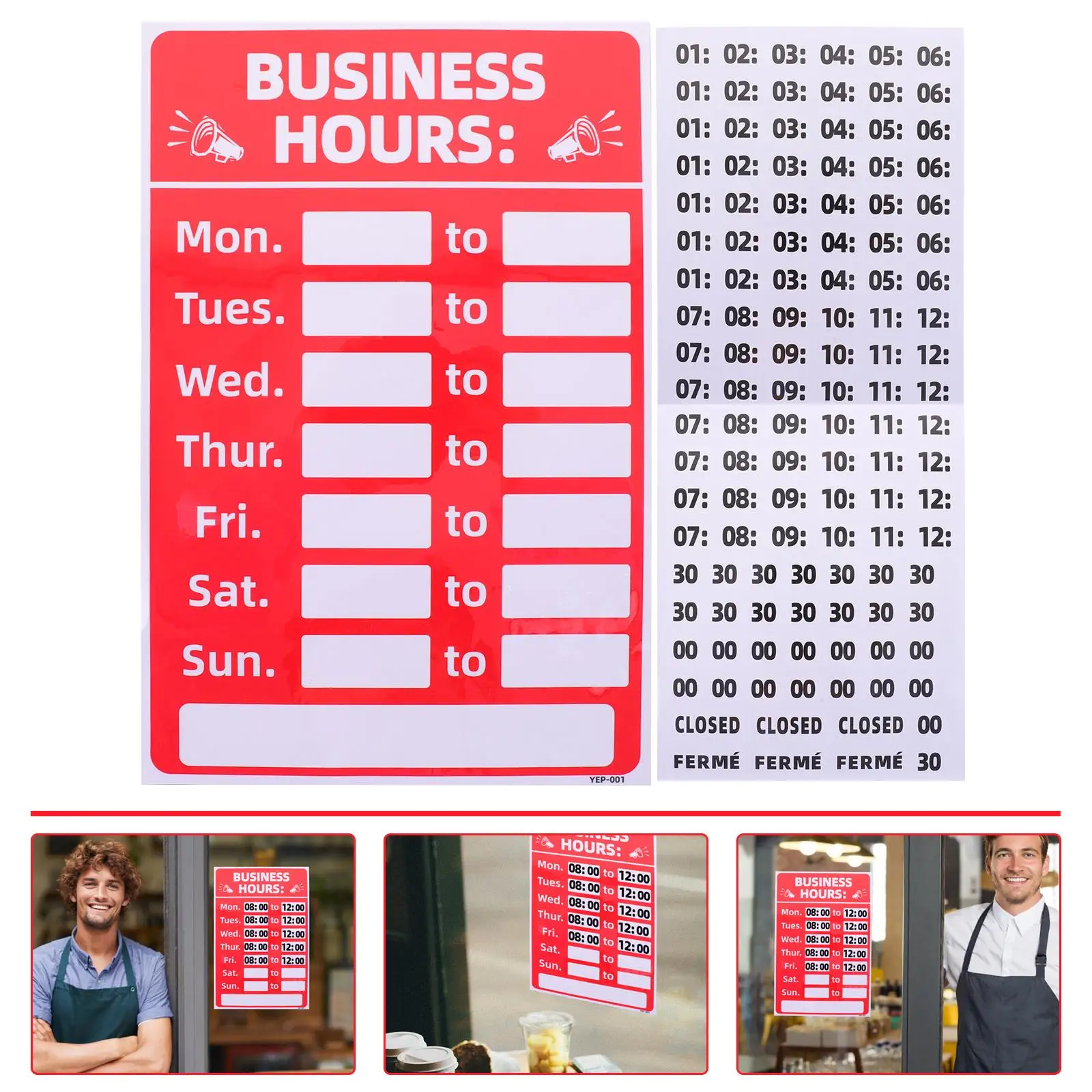 2 Pcs Business Hours Signage Changeable Signs for Doors Stickers Outdoor Office