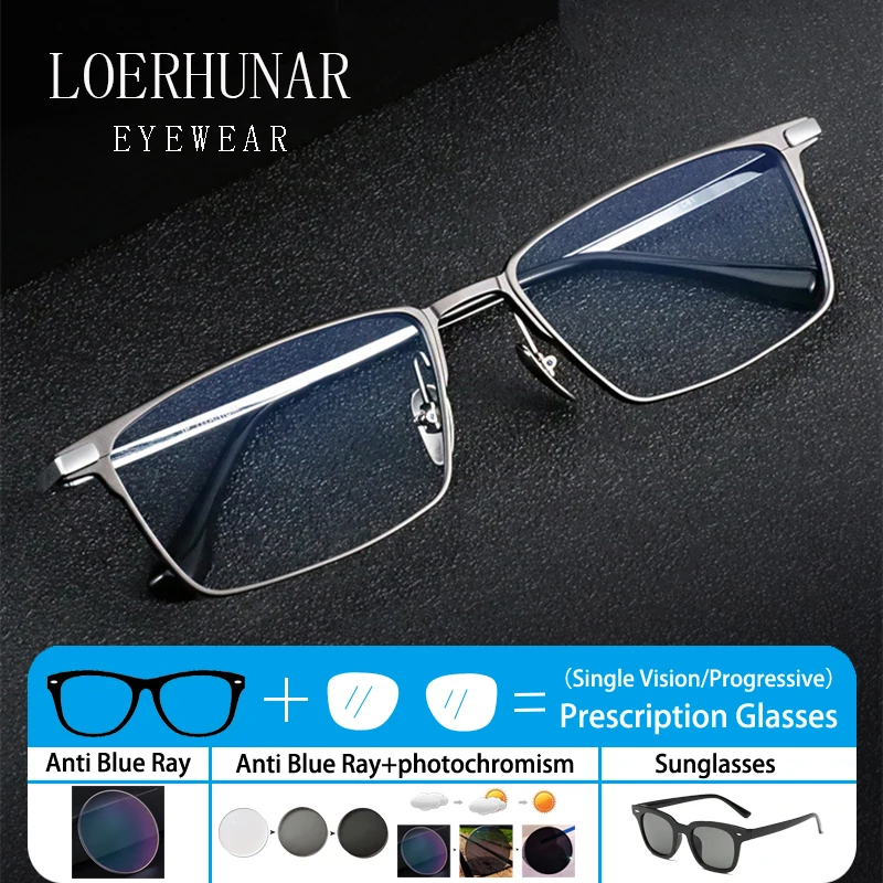 Fashion Ultra-light Alloy Business Full Frame Eyeglass Men Myopia Prescription Adjustable Degree Glasses