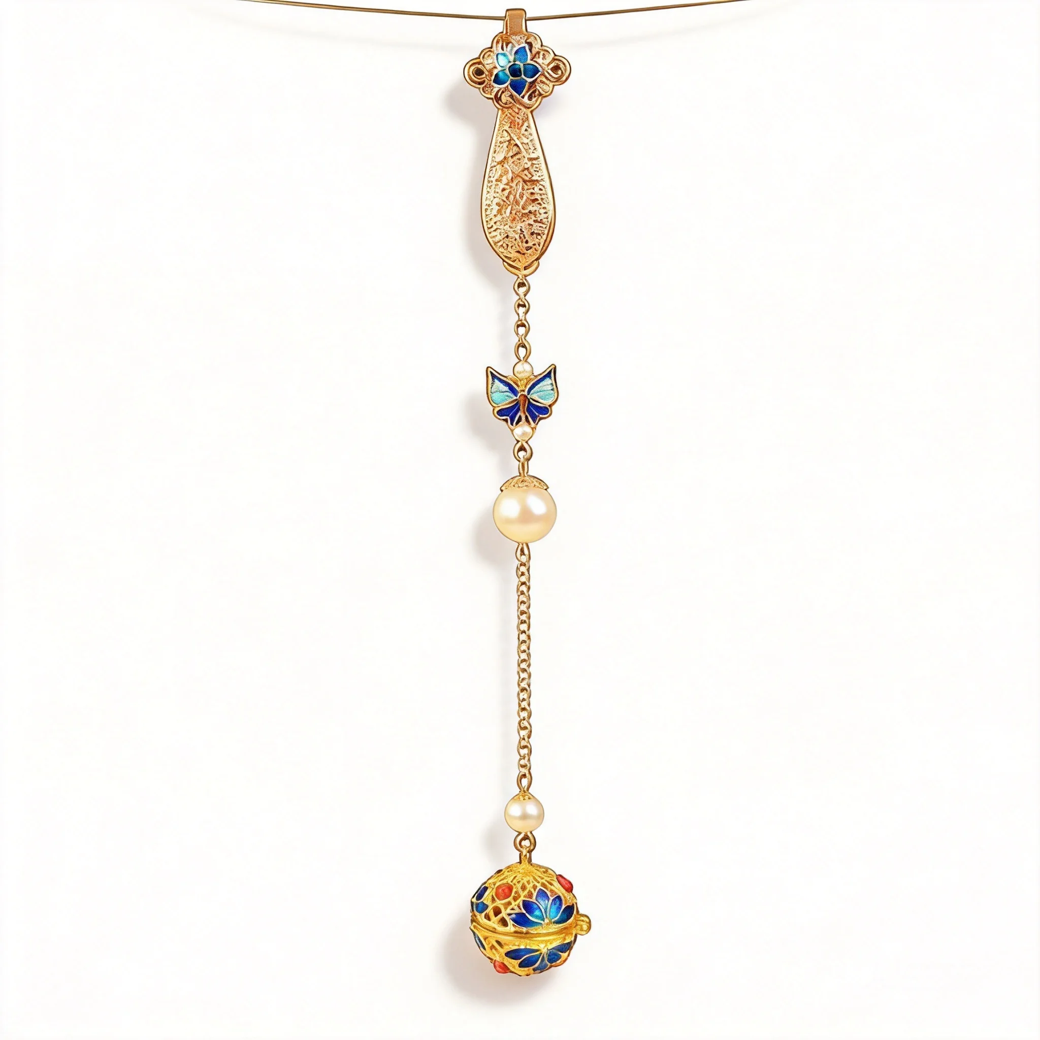 Traditional Chinese Style Lucky Blessing Enamel Sachet Ball Cheongsam Lapel Pin Hanfu Accessory Butterfly Faux Pearl Pendant Aus