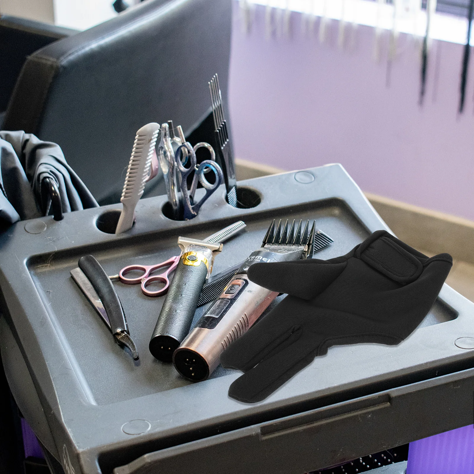 

3 Finger Strap Heat Resistant Gloves for Hair Styling Thick Insulated Anti Scalding Curling Iron Protection Mittens