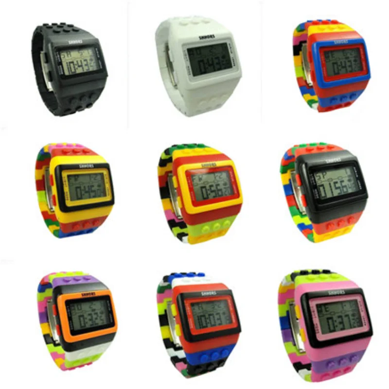 Shhors relógios femininos relógios esportivos moda plástico led digital relógios rainbow relógio de pulso eletrônico reloj mujer