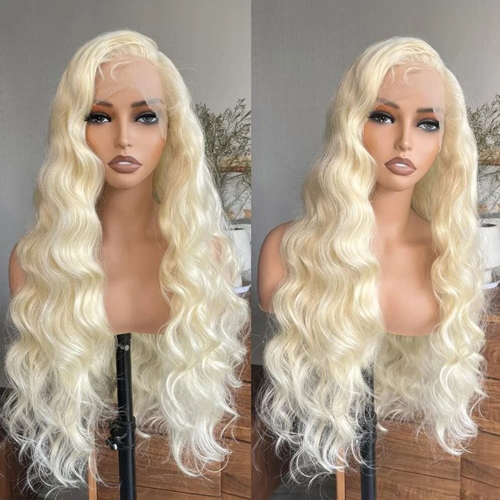 

Long 26Inch Preplucked Soft Body Wave Blonde 613 180Density Natural Hairline Deep Lace Front Wig For Black Women Baby Hair