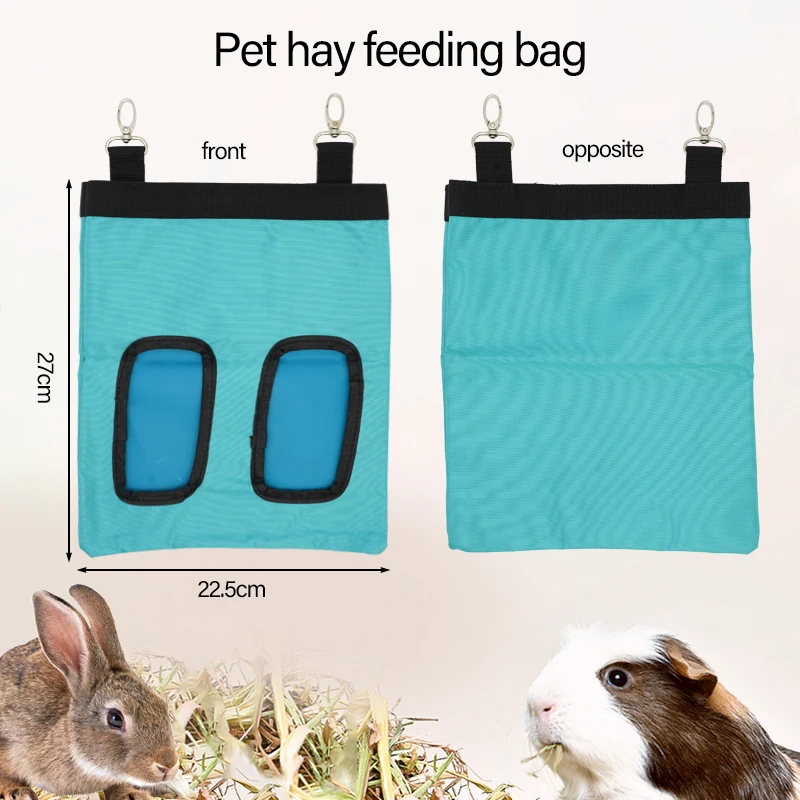 Hay Bag Hanging Pouch Feeder Holder Bag for Rabbit Guinea Pig Small Animals Feeding Dispenser Housepet Bunny Cage Accessories