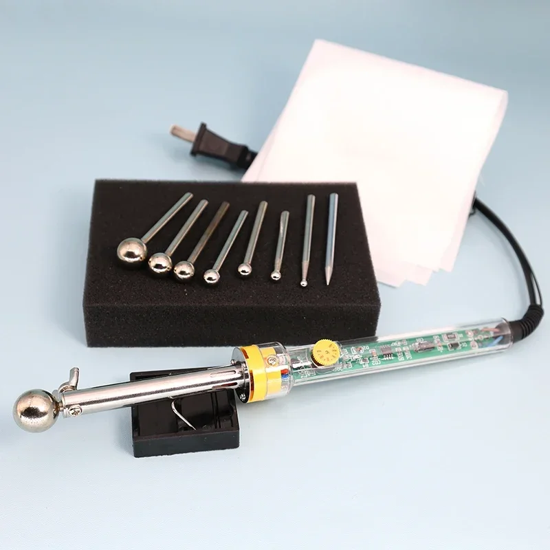 DIY Fabric Flower Making Tools Set 220V 200-450℃ Adjustable Temperature Soldering Iron 8 Pieces Stainless Steel Tips