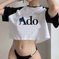 Ado korean fashion 2000s gothic  crop top girl manga aesthetic korean fashion Kawaii t-shirts cropped