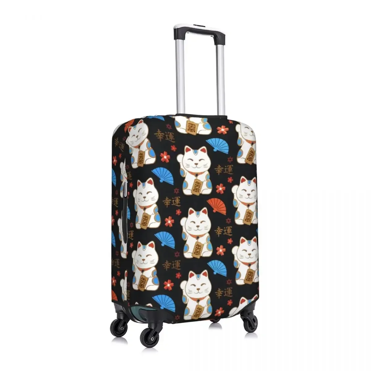 Custom Maneki Neko Cats Pattern Luggage Cover Protector Funny Japan Lucky Cat Travel Suitcase Covers for 18-32 Inch