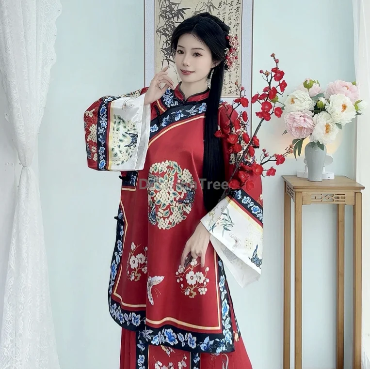 

2025 traditional retro improved chinese qing hanfu litrature art fashionable hanfu elegant temperament women's daily clothing