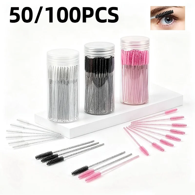50/100PCS Disposable Crystal Eyebrow Brush Cosmetic Eyelash Extension Makeup Beauty Home Beauty Salons Disposable Makeup Tools