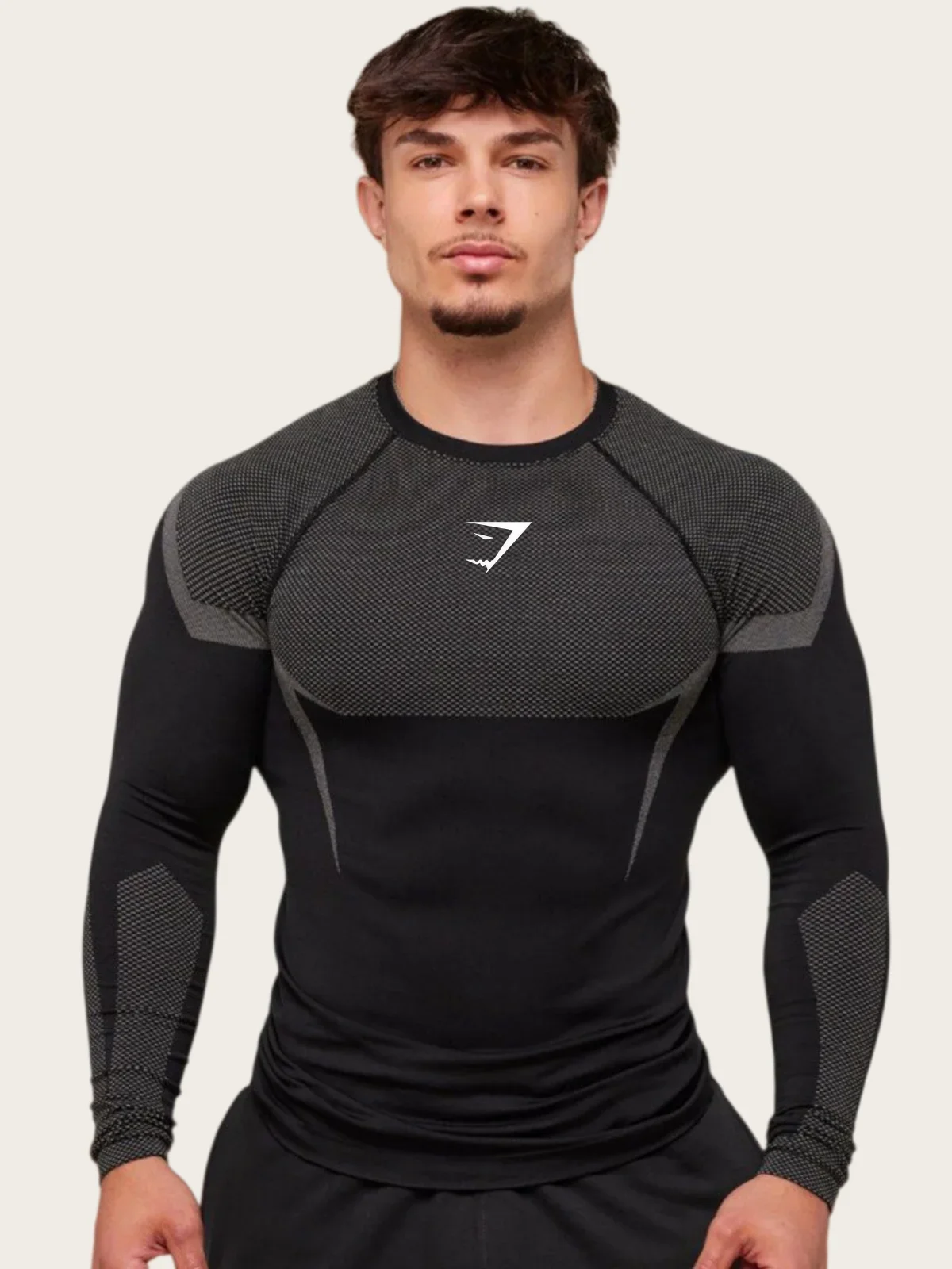 GYM SHARK ONYX 5.0 Men's Sports Long Sleeve Top, Adjustable Stretch Outdoor Running Indoor Fitness T-shirt, Available in Multipl