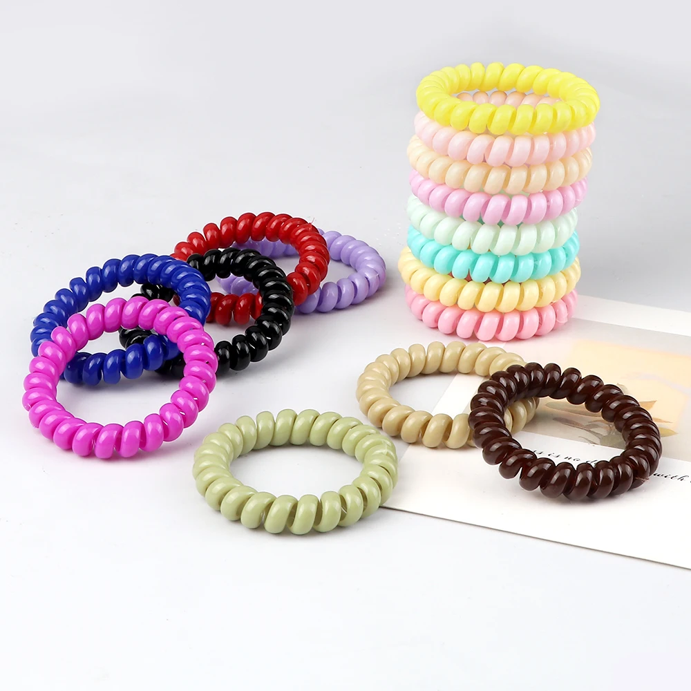 5Pc/Lot Women Hair Bands Accessories Colorful Telephone Wire Elastic Hair Tie Spiral Cord Rubber Band Girl Premium Scrunchie Gum