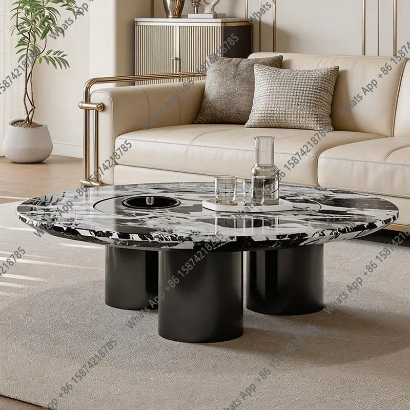 

Italian minimalist high-end sense light luxury modern simple living room household marble large round coffee table