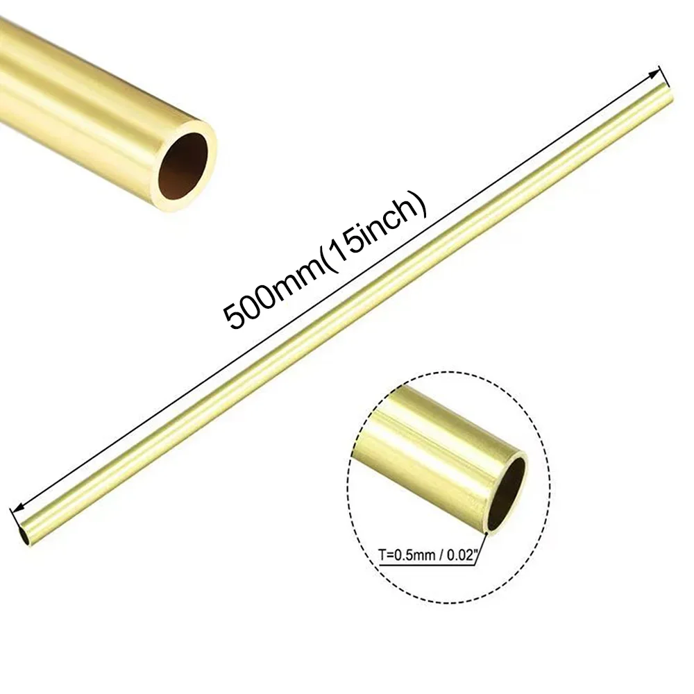 1PCS Brass Pipe 0.5mm Wall Thickness 2/3/4/5/6/7/8/9/10/11/12/13/14-18mm OD Brass Tube 500mm Length Straight Tubing Copper Tube