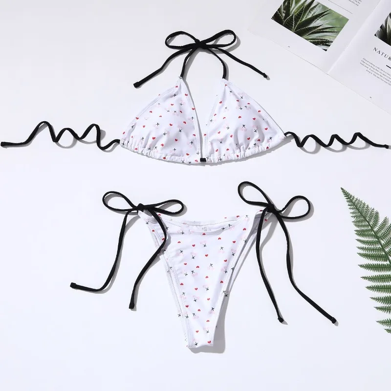 Sommer 2025, neue Sexy Einfarbig Bikini Set Frauen Mode Krawatte Seite Bademode Zwei Stück Outfit Strand Stil Hot Girl Badeanzug