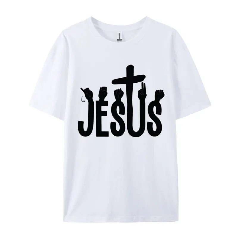 

Jesus As l T-shirt Vintage Tshirt Men Camisas Summer Premium Cotton Tee Soft Texture Round Neck T-shirts