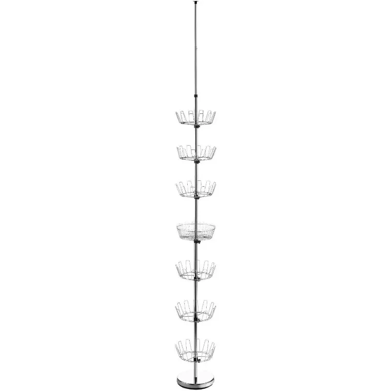 

Floor-To-Ceiling Shoe Spinner - Adjustable with Basket