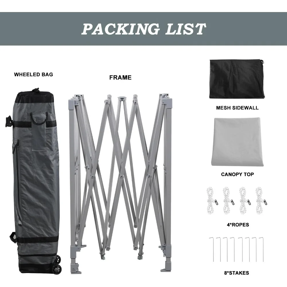 12x12フィート ポップアップキャノピーテント ネット付き、防水210Dオックスフォード生地シェード、組み立て簡単な車輪付き商業用ガゼボ