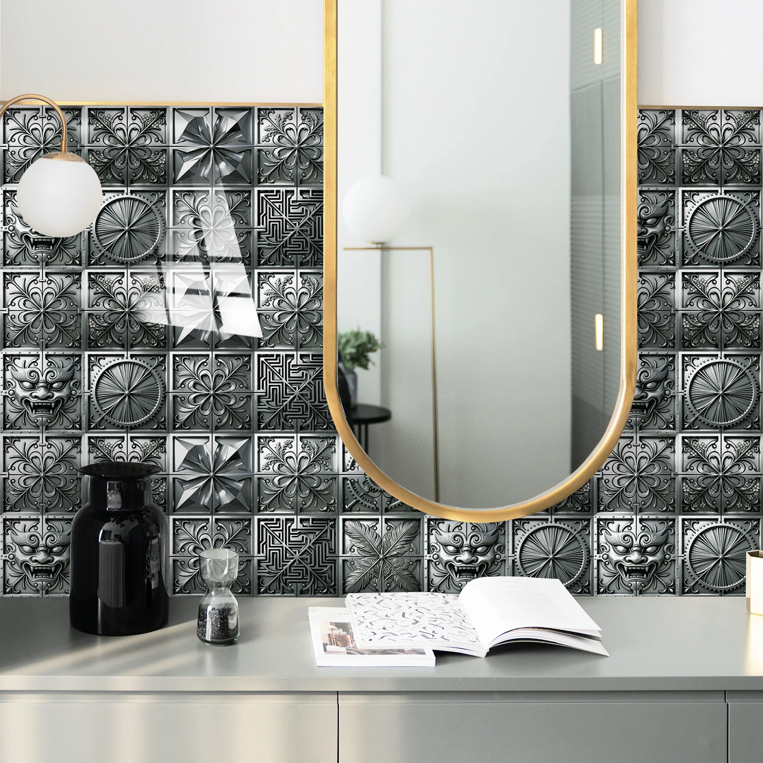 Cyberpunk Industrial Style Tiles Sticker Kitchen Backsplash Oil-proof Cupboard Washbasin Peel & Stick Waterproof Art Wall Decals view 3