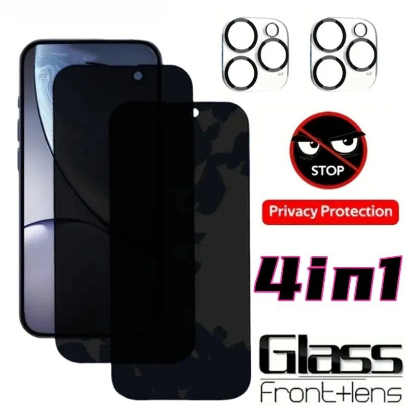 2 قطعة حامي شاشة الهاتف الخصوصية مع 2 قطعة عدسة الكاميرا واقي الفيلم آيفون 17 16 15 14 13 12 11 برو ماكس 15 14 16 زائد